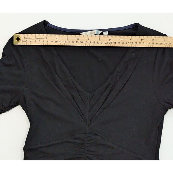 Boden US 2 Solid Black Stretch Dress 3/4 Sleeve V Neck - Picture 11 of 12